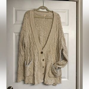 Free people oversized cream cardigan size medium